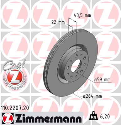 Tarcza hamulcowa ZIMMERMANN 110.2207.20