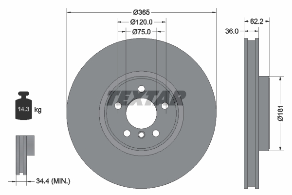 Tarcza hamulcowa TEXTAR 92161005