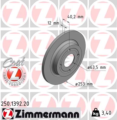 Tarcza hamulcowa ZIMMERMANN 250.1392.20