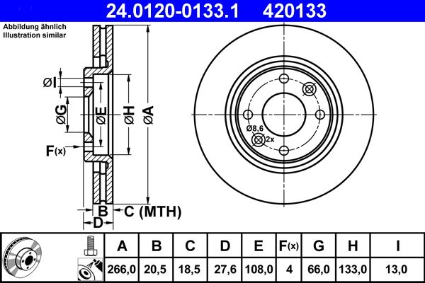 Tarcza hamulcowa ATE 24.0120-0133.1