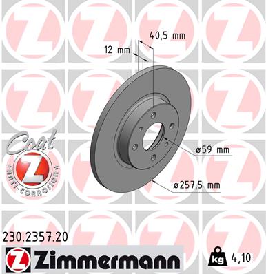 Tarcza hamulcowa ZIMMERMANN 230.2357.20