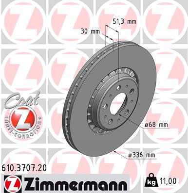 Tarcza hamulcowa ZIMMERMANN 610.3707.20