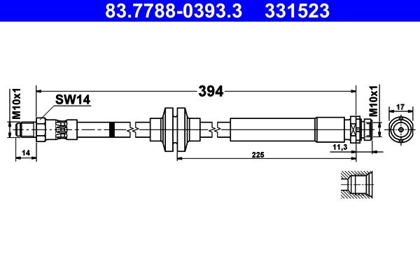 Przewód hamulcowy elastyczny ATE 83.7788-0393.3