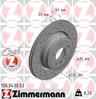 Tarcza hamulcowa ZIMMERMANN 150.3430.52