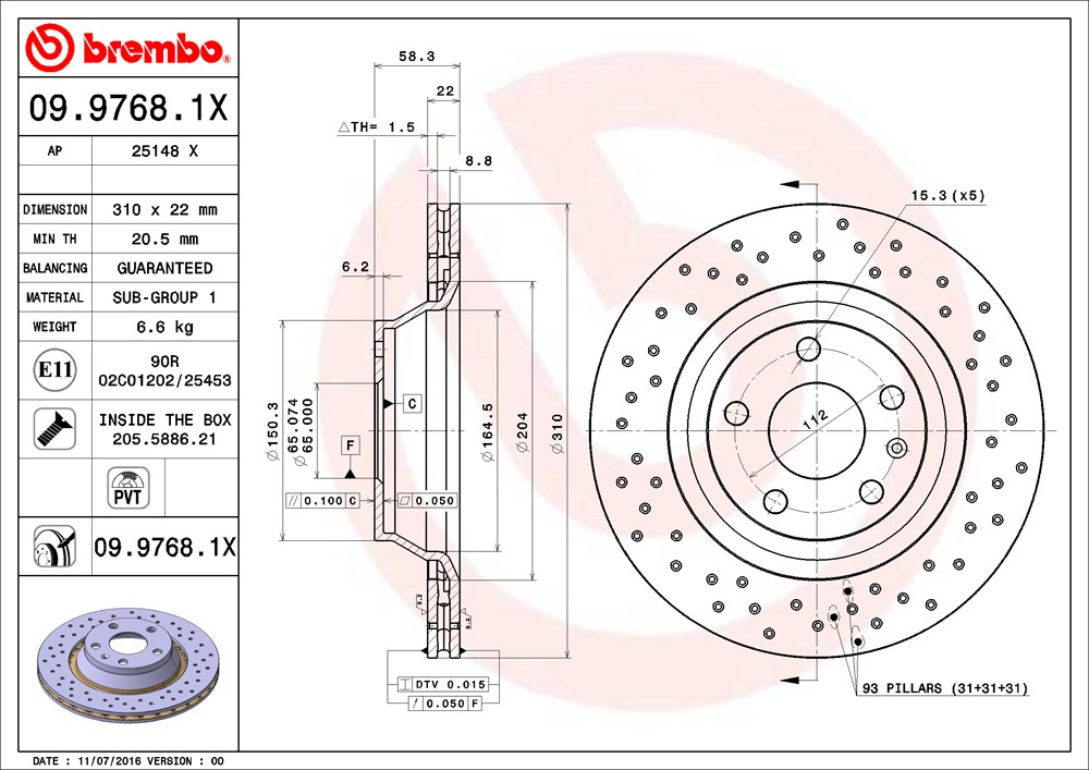 Tarcza hamulcowa BREMBO 09.9768.1X