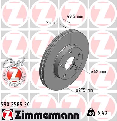 Tarcza hamulcowa ZIMMERMANN 590.2589.20