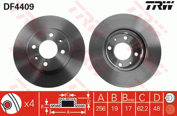 Tarcza hamulcowa TRW DF4409