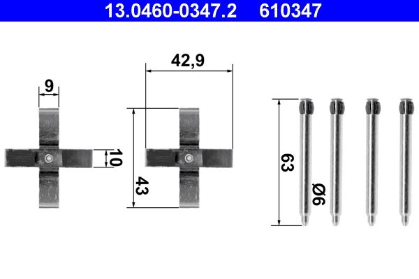 Zestaw akcesoriów montażowych  klocków hamulcowych ATE 13.0460-0347.2