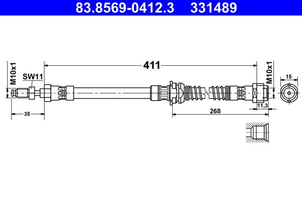 Przewód hamulcowy elastyczny ATE 83.8569-0412.3