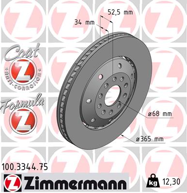 Tarcza hamulcowa ZIMMERMANN 100.3344.75