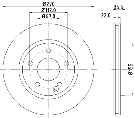 Tarcza hamulcowa HELLA 8DD 355 128-161