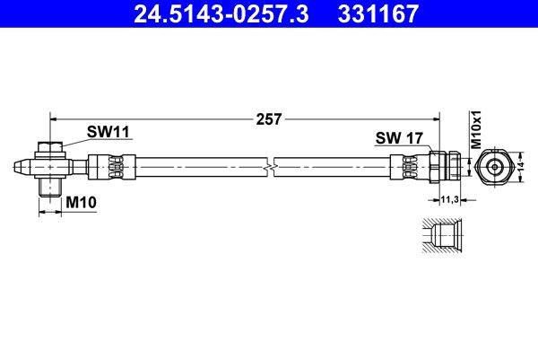 Przewód hamulcowy elastyczny ATE 24.5143-0257.3