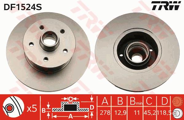 Tarcza hamulcowa TRW DF1524S