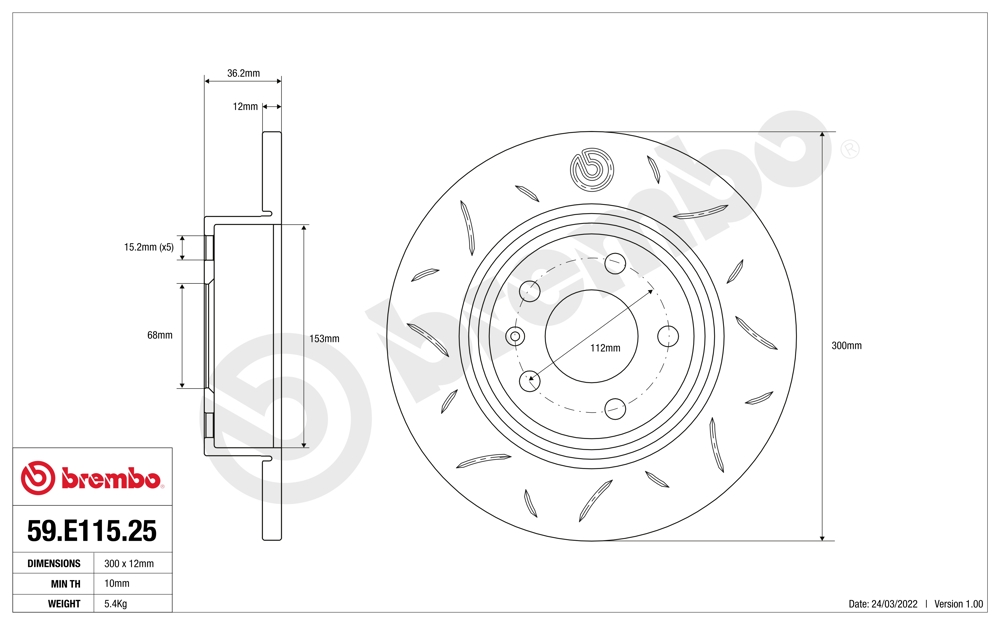 Tarcza do hamulców o wysokiej skutecznosci BREMBO 59.E115.25