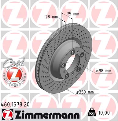 Tarcza hamulcowa ZIMMERMANN 460.1578.20