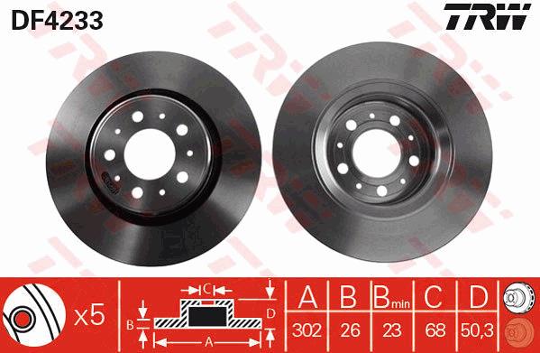 Tarcza hamulcowa TRW DF4233