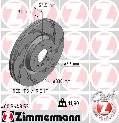 Tarcza hamulcowa ZIMMERMANN 400.3648.55