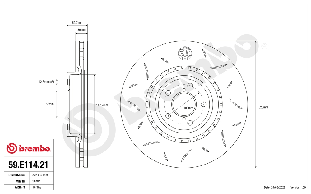 Tarcza do hamulców o wysokiej skutecznosci BREMBO 59.E114.21