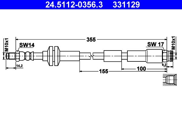 Przewód hamulcowy elastyczny ATE 24.5112-0356.3