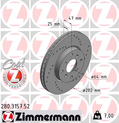 Tarcza hamulcowa ZIMMERMANN 280.3157.52