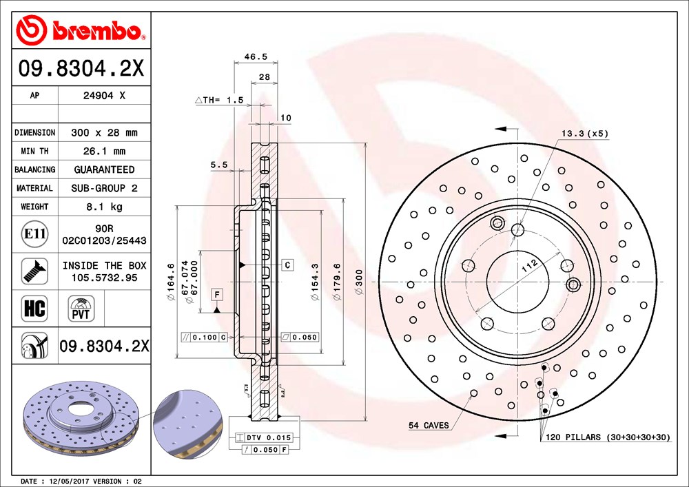 Tarcza hamulcowa BREMBO 09.8304.2X