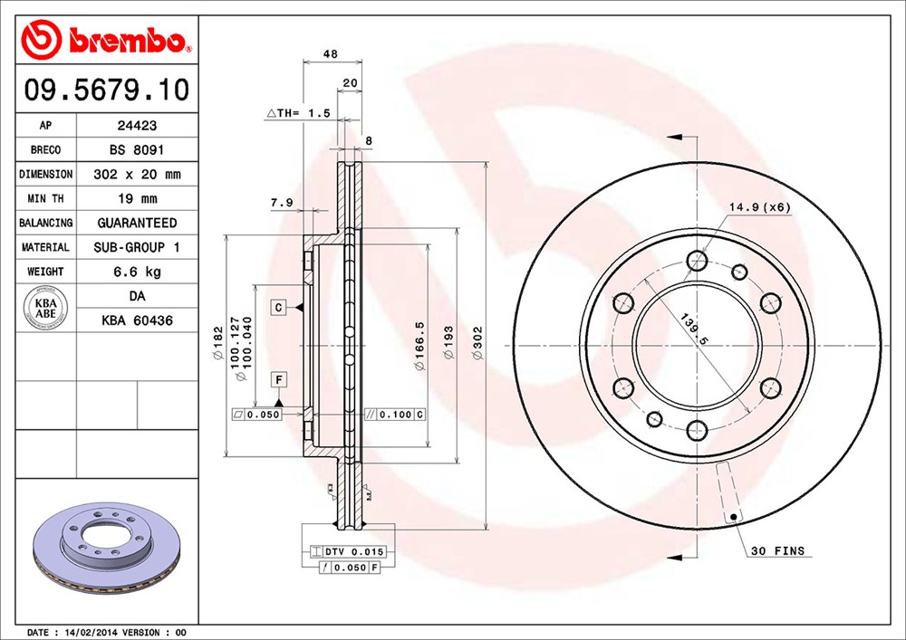 Tarcza hamulcowa BREMBO 09.5679.10