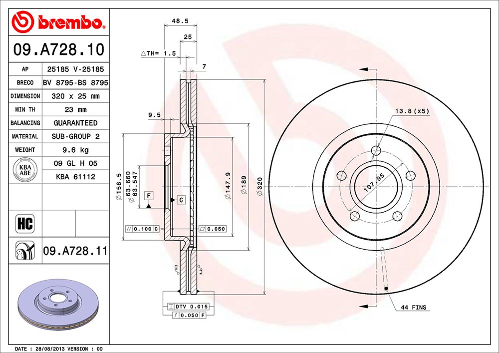 Tarcza hamulcowa BREMBO 09.A728.11