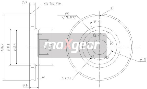 Tarcza hamulcowa MAXGEAR 19-0947