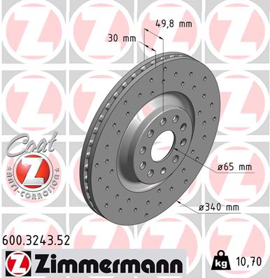 Tarcza hamulcowa ZIMMERMANN 600.3243.52