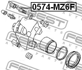 Sworzeń prowadzący  zacisk hamulca FEBEST 0574-MZ6F