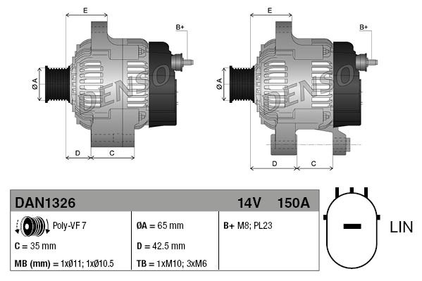 Alternator DENSO DAN1326