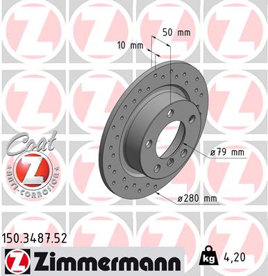 Tarcza hamulcowa ZIMMERMANN 150.3487.52