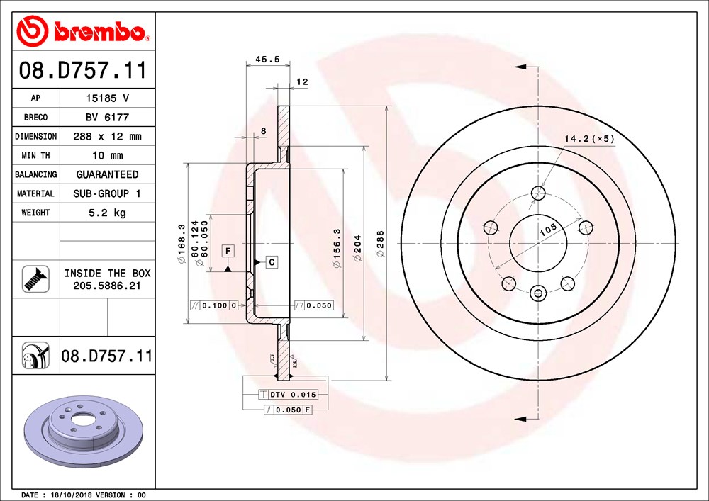 Tarcza hamulcowa BREMBO 08.D757.11