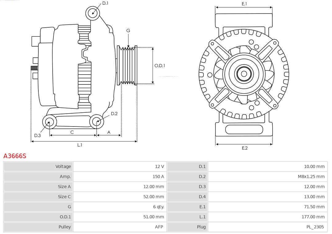 Alternator AS-PL A3666S