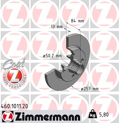 Tarcza hamulcowa ZIMMERMANN 460.1011.20
