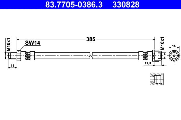 Przewód hamulcowy elastyczny ATE 83.7705-0386.3