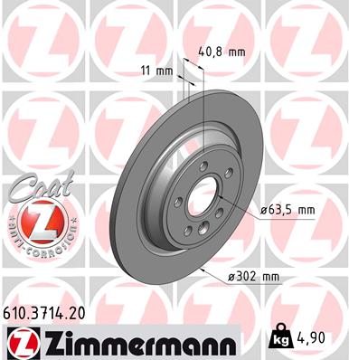 Tarcza hamulcowa ZIMMERMANN 610.3714.20