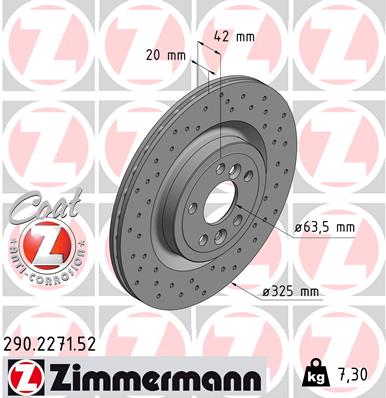 Tarcza hamulcowa ZIMMERMANN 290.2271.52