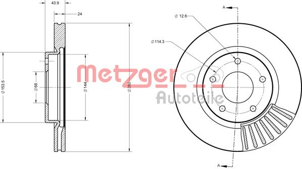 Tarcza hamulcowa METZGER 6110684