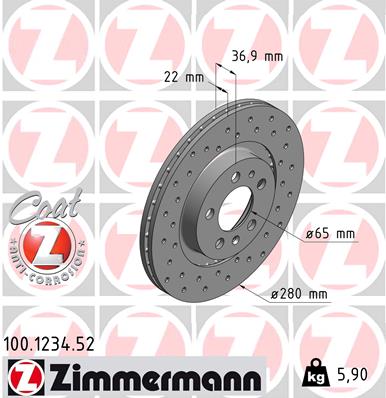 Tarcza hamulcowa ZIMMERMANN 100.1234.52