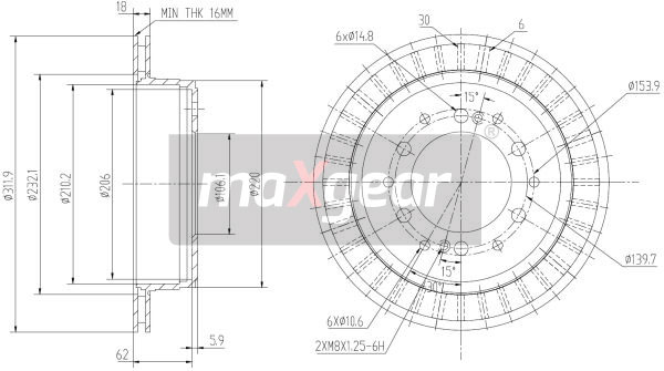 Tarcza hamulcowa MAXGEAR 19-2464