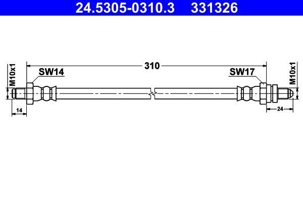 Przewód hamulcowy elastyczny ATE 24.5305-0310.3