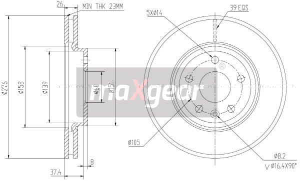 Tarcza hamulcowa MAXGEAR 19-2334