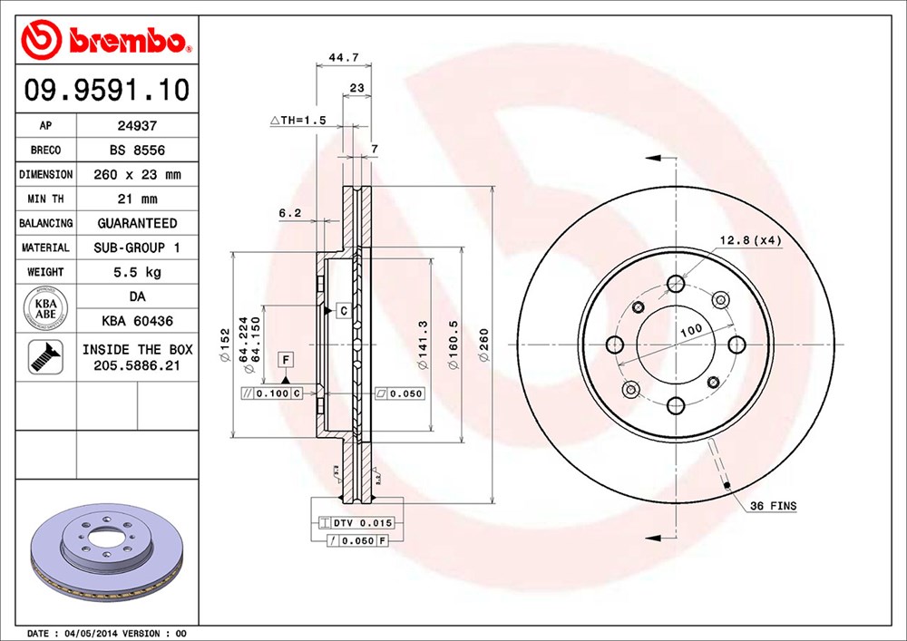 Tarcza hamulcowa BREMBO 09.9591.10