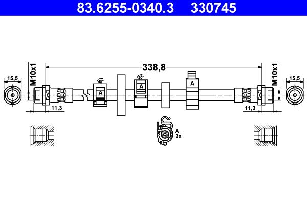 Przewód hamulcowy elastyczny ATE 83.6255-0340.3