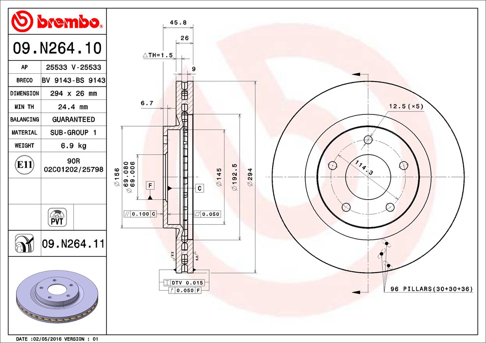 Tarcza hamulcowa BREMBO 09.N264.11