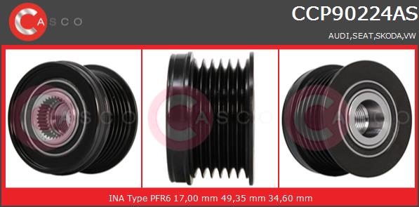 Koło pasowe alternatora CASCO CCP90224AS