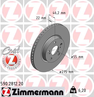 Tarcza hamulcowa ZIMMERMANN 590.2812.20