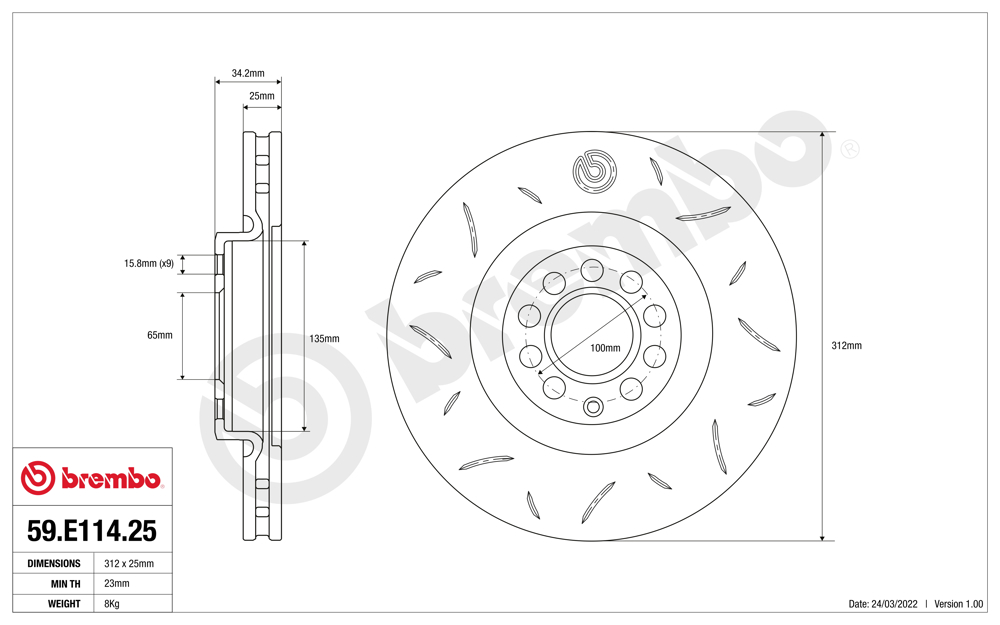 Tarcza do hamulców o wysokiej skutecznosci BREMBO 59.E114.25