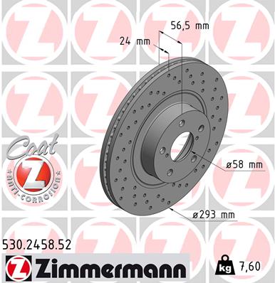 Tarcza hamulcowa ZIMMERMANN 530.2458.52